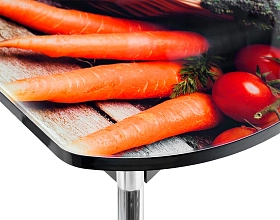 КАЧЕСТВЕННЫЕ МАТЕРИАЛЫ Стол обеденный  Сиена со стеклом фотопечать "овощи" Классик-