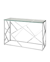 Стол обеденный стеклянный Арт Деко серебро лофт