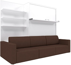 Шкаф-кровать трансформер Смарт с диваном и полкой white/brown