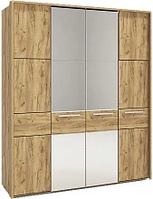 Шкаф № 224 четырехдверный ( золотистый дуб мк 52) с зеркалом