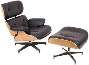 Кресло Everprof Relax Style Сhair Black с оттоманкой ЭкоКожа S